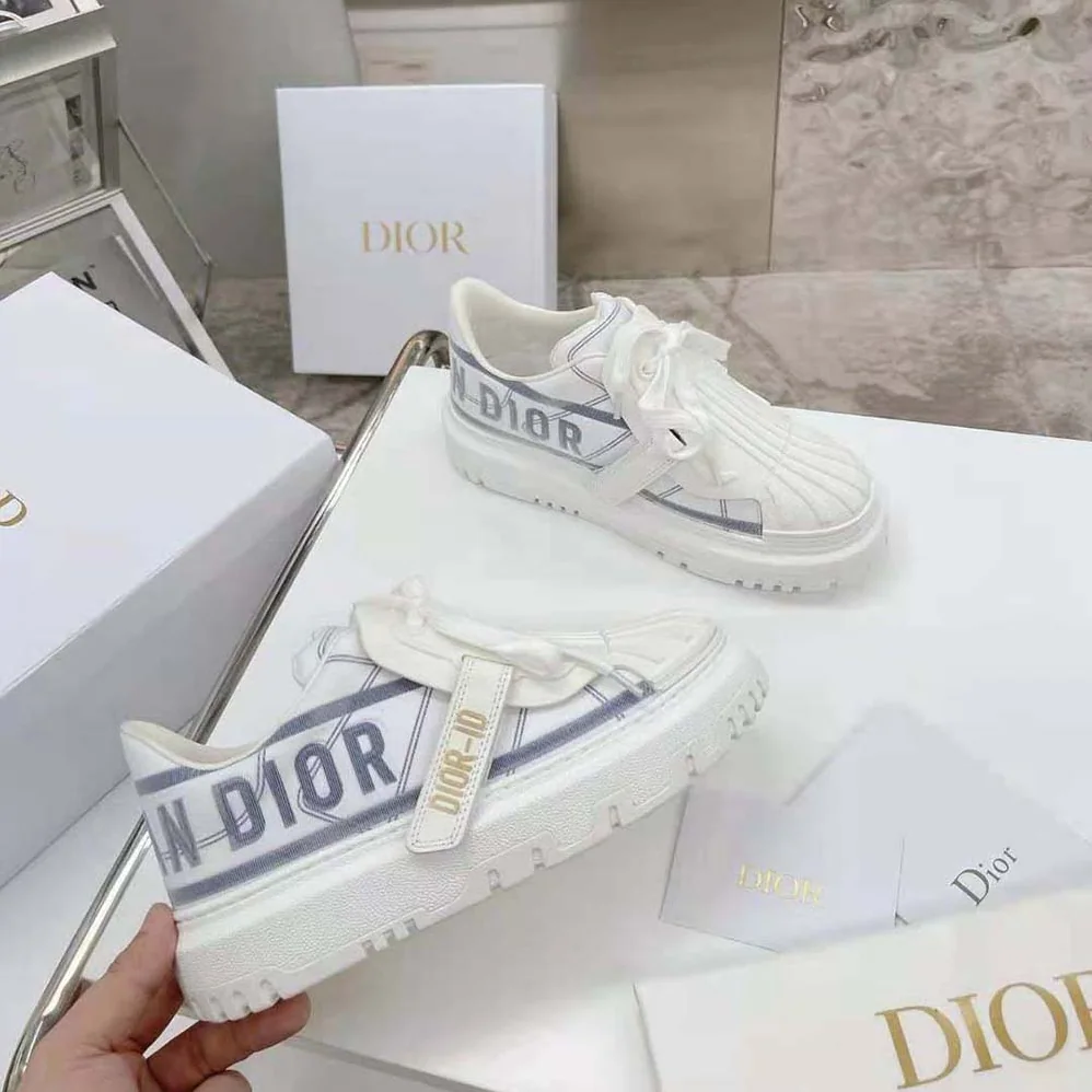 Dior Dior-id Sneaker White and French Blue Technical Fabric for Women Dior Dior-id Sneaker White and French Blue Technical Fabric for Women