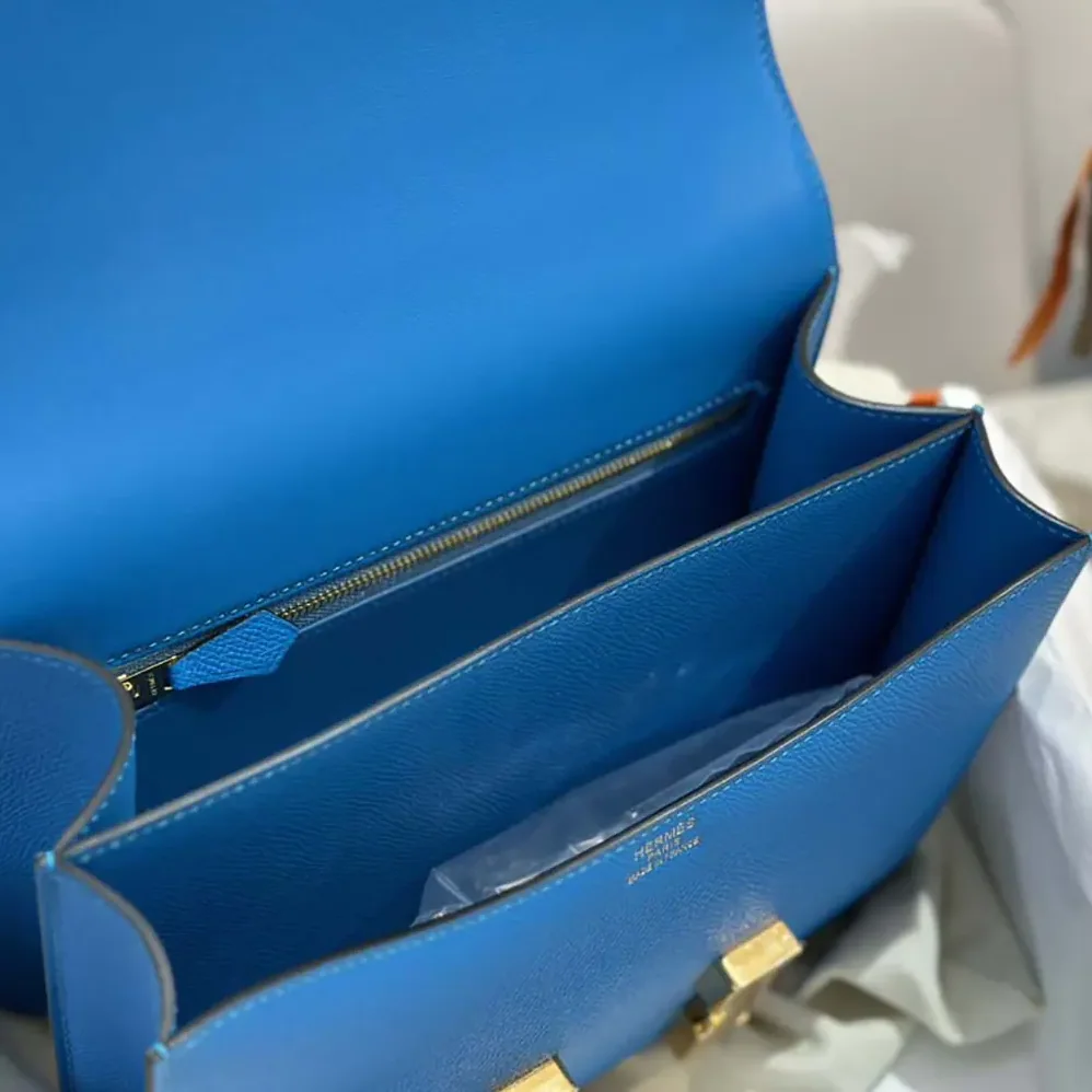 Hermes Constance 24 Bag Epsom Leather for Women in Blue/Gold Hermes Constance 24 Bag Epsom Leather for Women in Blue/Gold