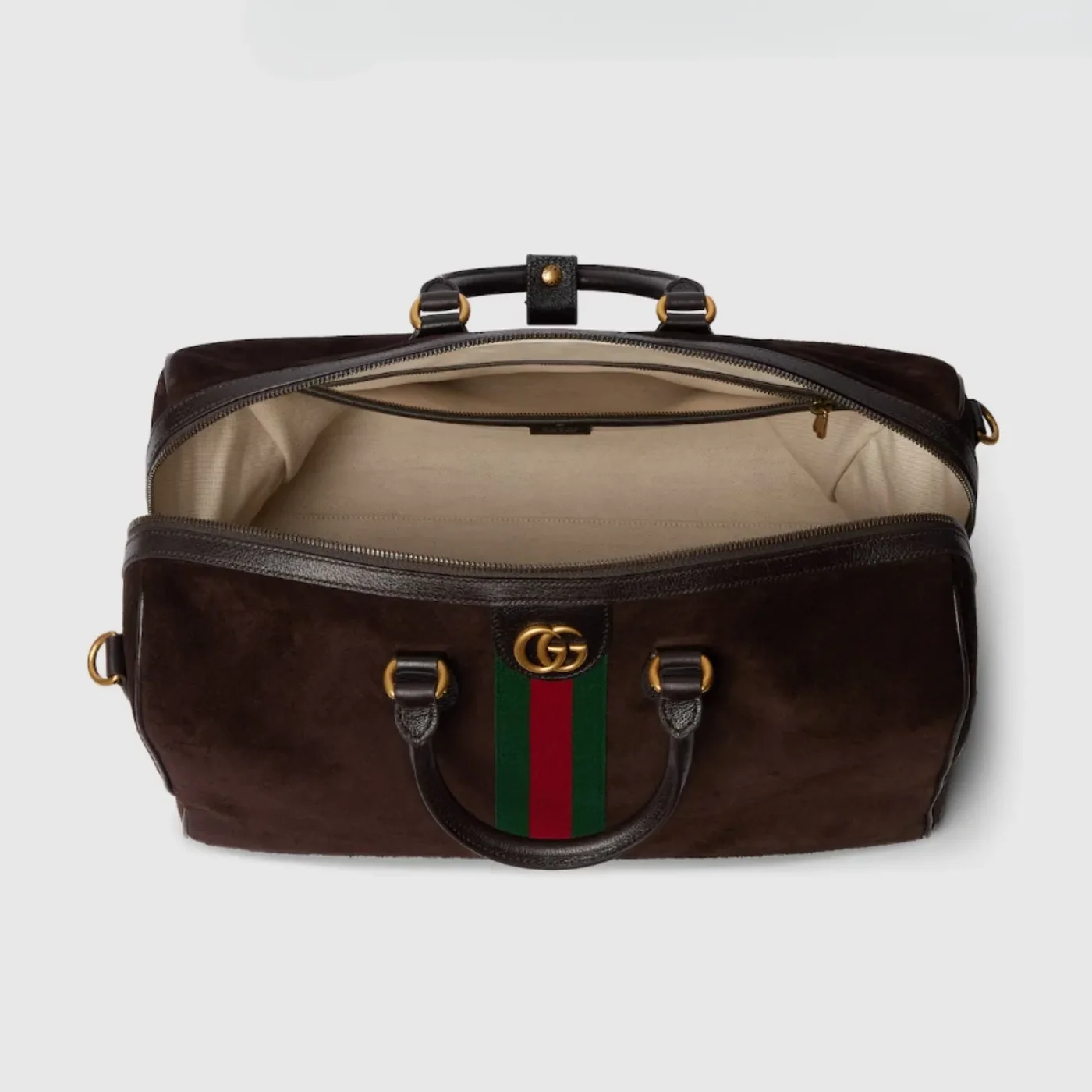 Gucci Savoy Medium Duffle Travel Bag in Dark Brown Gold Hardware