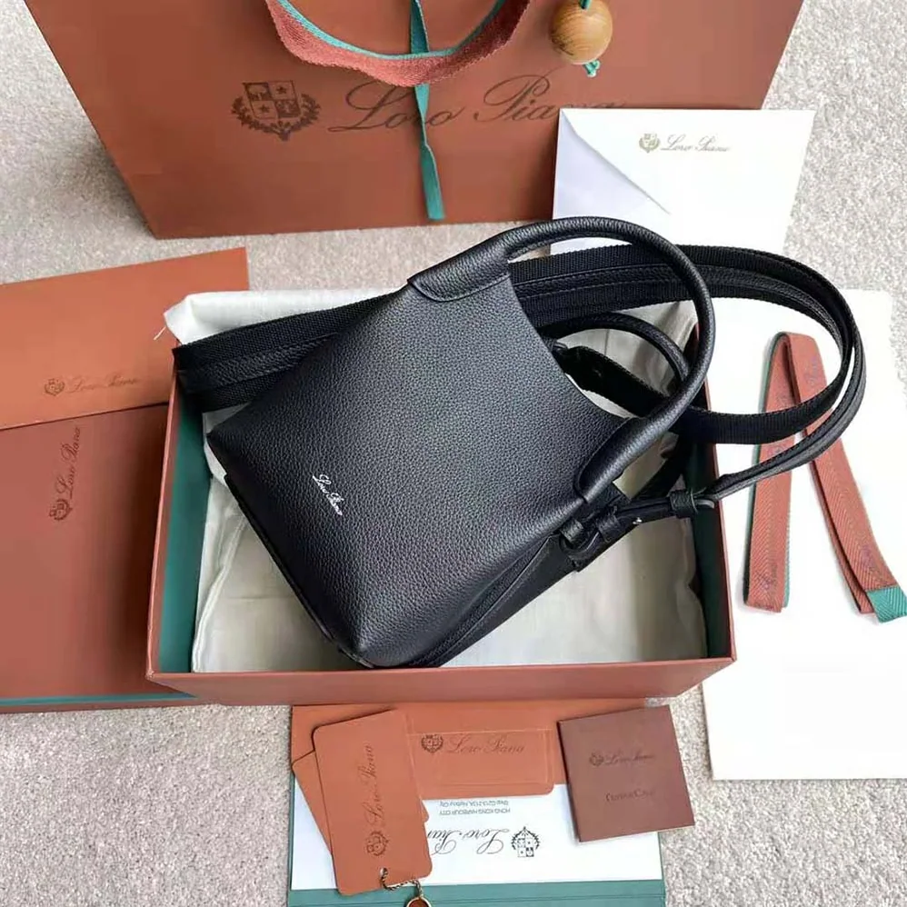 Loro Piana Micro Bale Bag in Calfskin Leather for Women in Black Loro Piana Micro Bale Bag in Calfskin Leather for Women in Black
