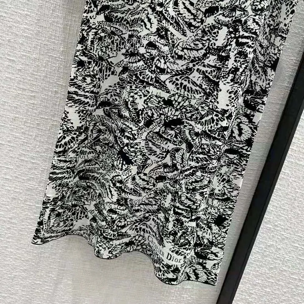 Dior Straight Dress Black and White Technical Jacquard with Allover Butterfly Motif for Women Dior Straight Dress Black and White Technical Jacquard with Allover Butterfly Motif for Women