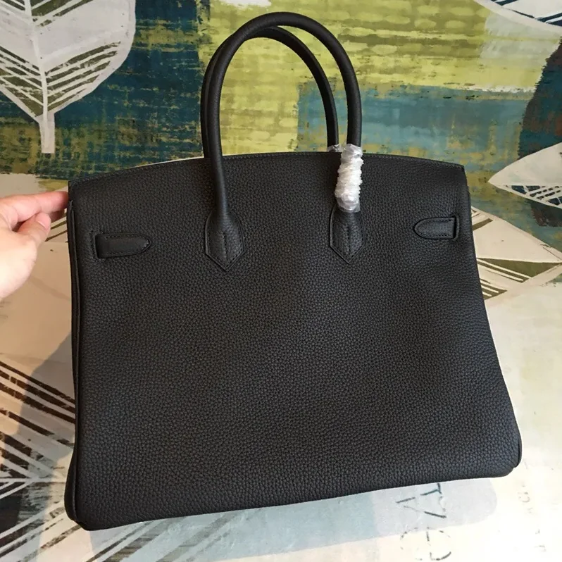 Hermes Birkin Top Handle Bag in Black Silver Hardware