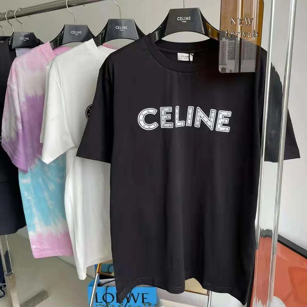 Celine Celine Loose T-shirt in Cotton with Studs for Men in Black Celine Celine Loose T-shirt in Cotton with Studs for Men in Black