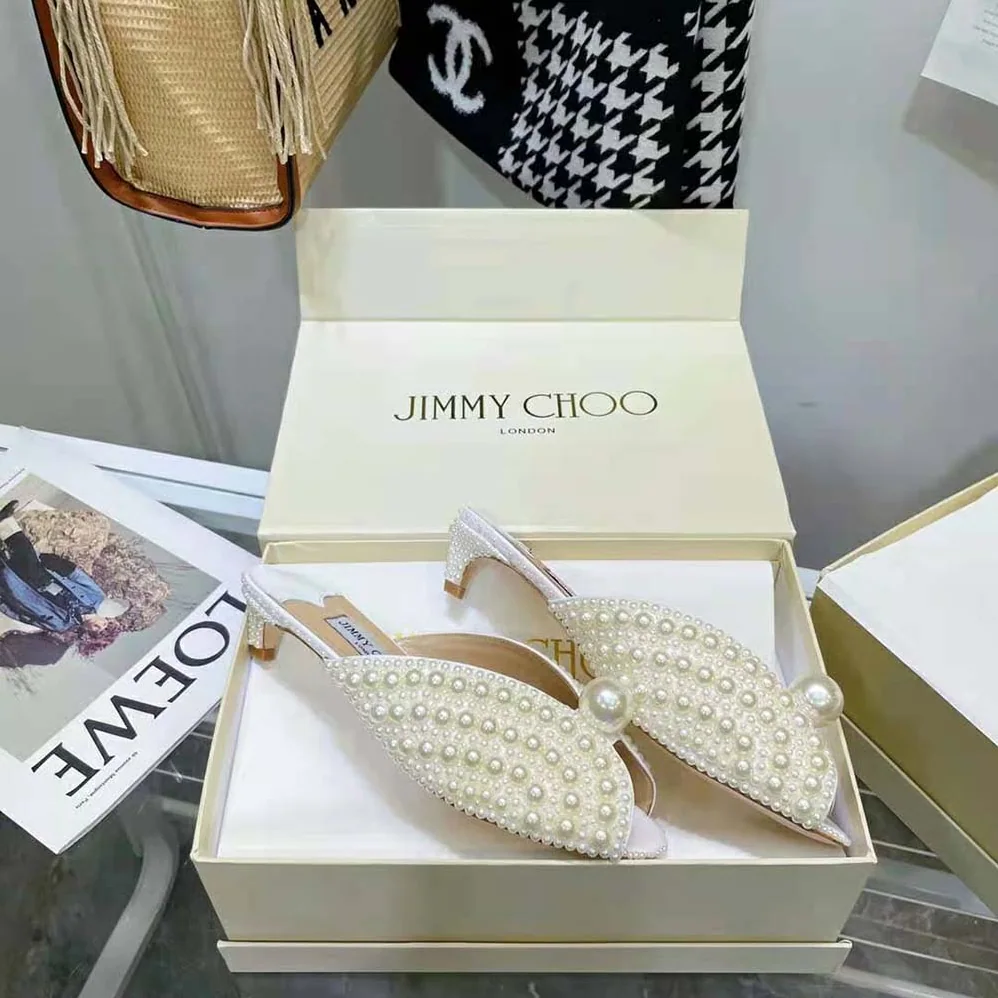 Jimmy Choo Samantha 35 White Satin Mules with All for Women in Over Pearls Jimmy Choo Samantha 35 White Satin Mules with All for Women in Over Pearls