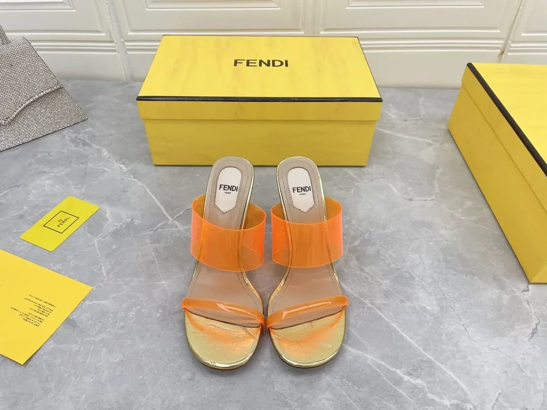 Fendi First Orange Transparent High in Heeled Sandals