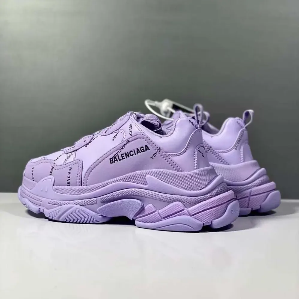 Balenciaga Triple S Sneaker Allover Logo in Purple and Black for Women Balenciaga Triple S Sneaker Allover Logo in Purple and Black for Women