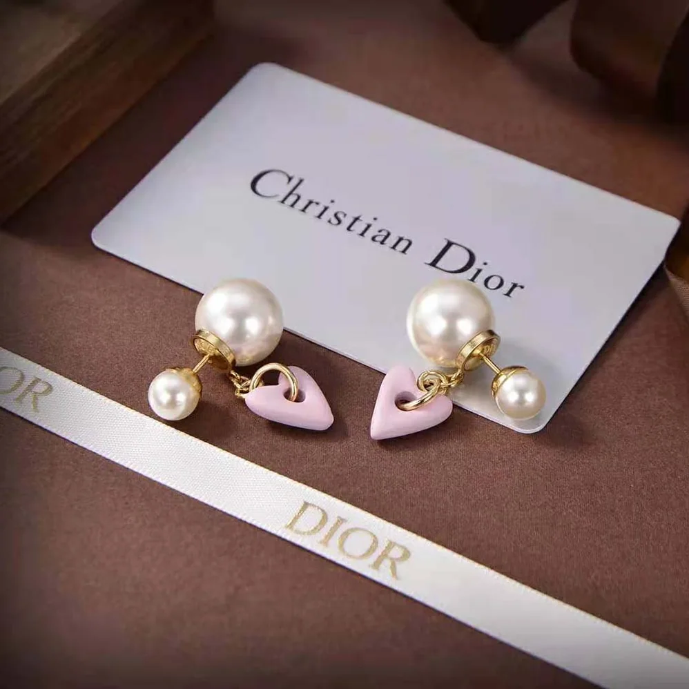 Dior Tribales Earrings Gold-Finish Metal and with Pink Glass for Women