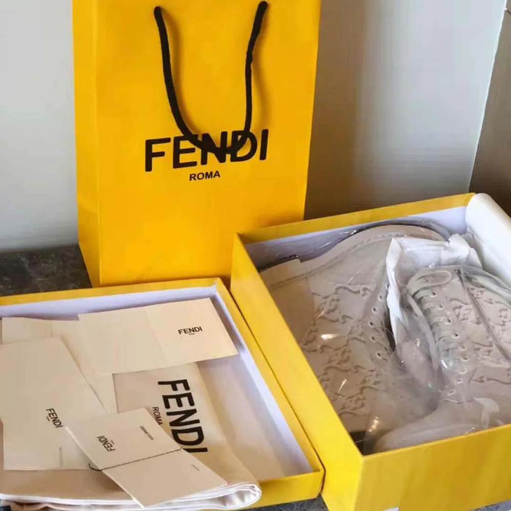Fendi Signature White Leather Biker Boots for Women