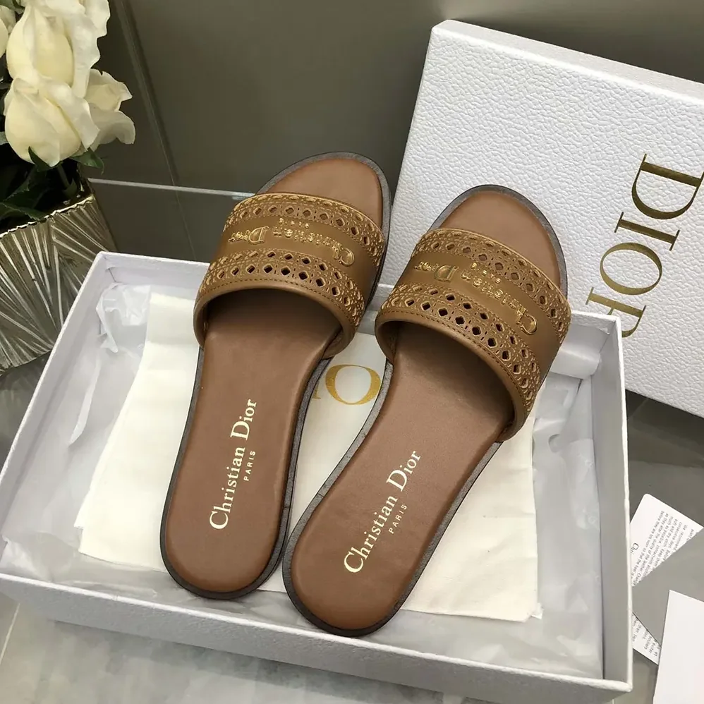 Dior Camel Calfskin with Openwork Microcannage Motif for Women Dior Camel Calfskin with Openwork Microcannage Motif for Women