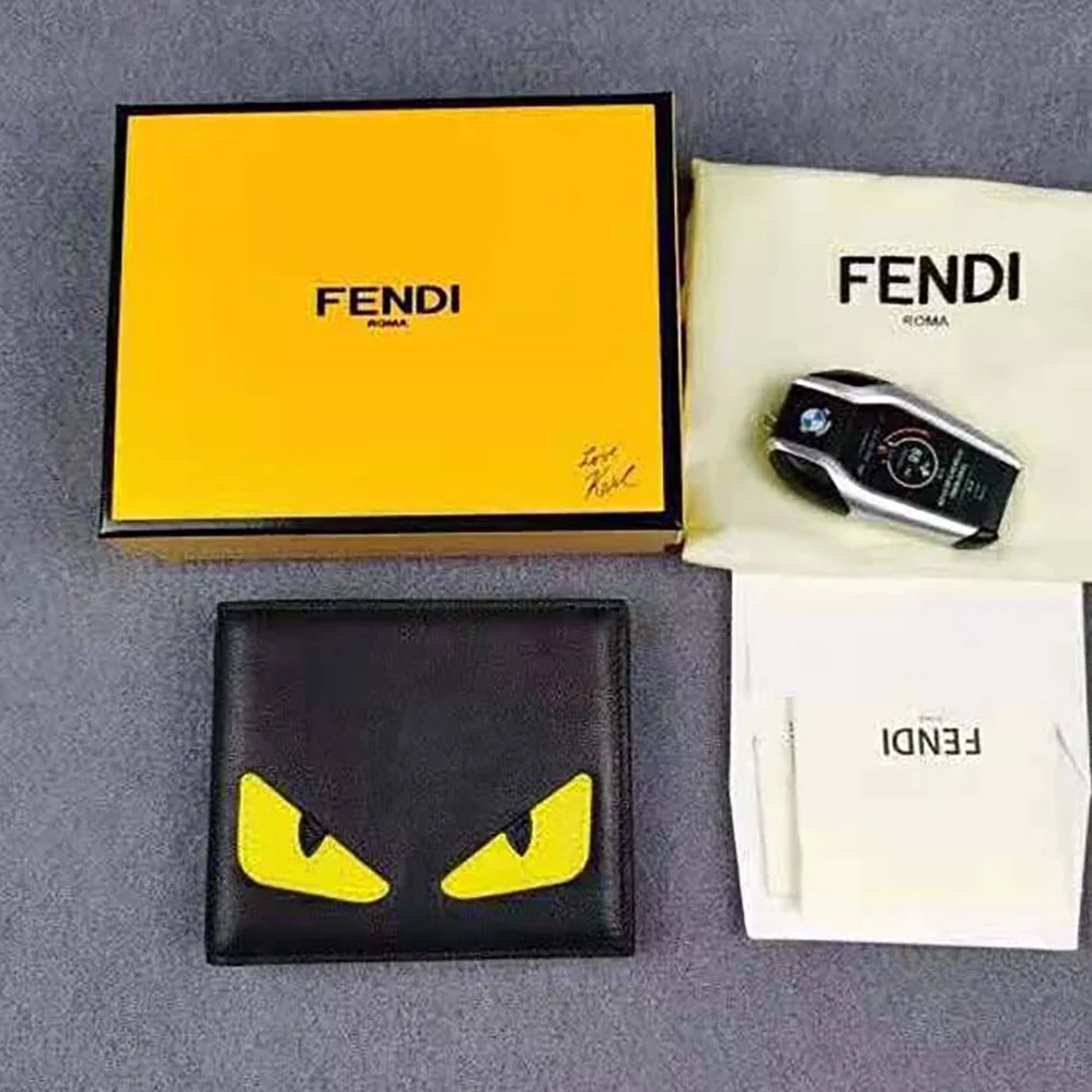 Fendi Wallet Black Leather Horizontal Wallet for Men Fendi Wallet Black Leather Horizontal Wallet for Men