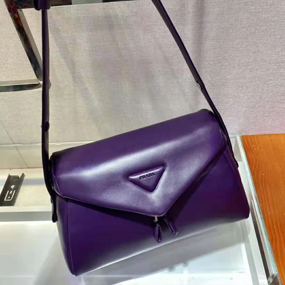 Prada Padded Nappa Leather Prada Signaux Bag for Women in Purple