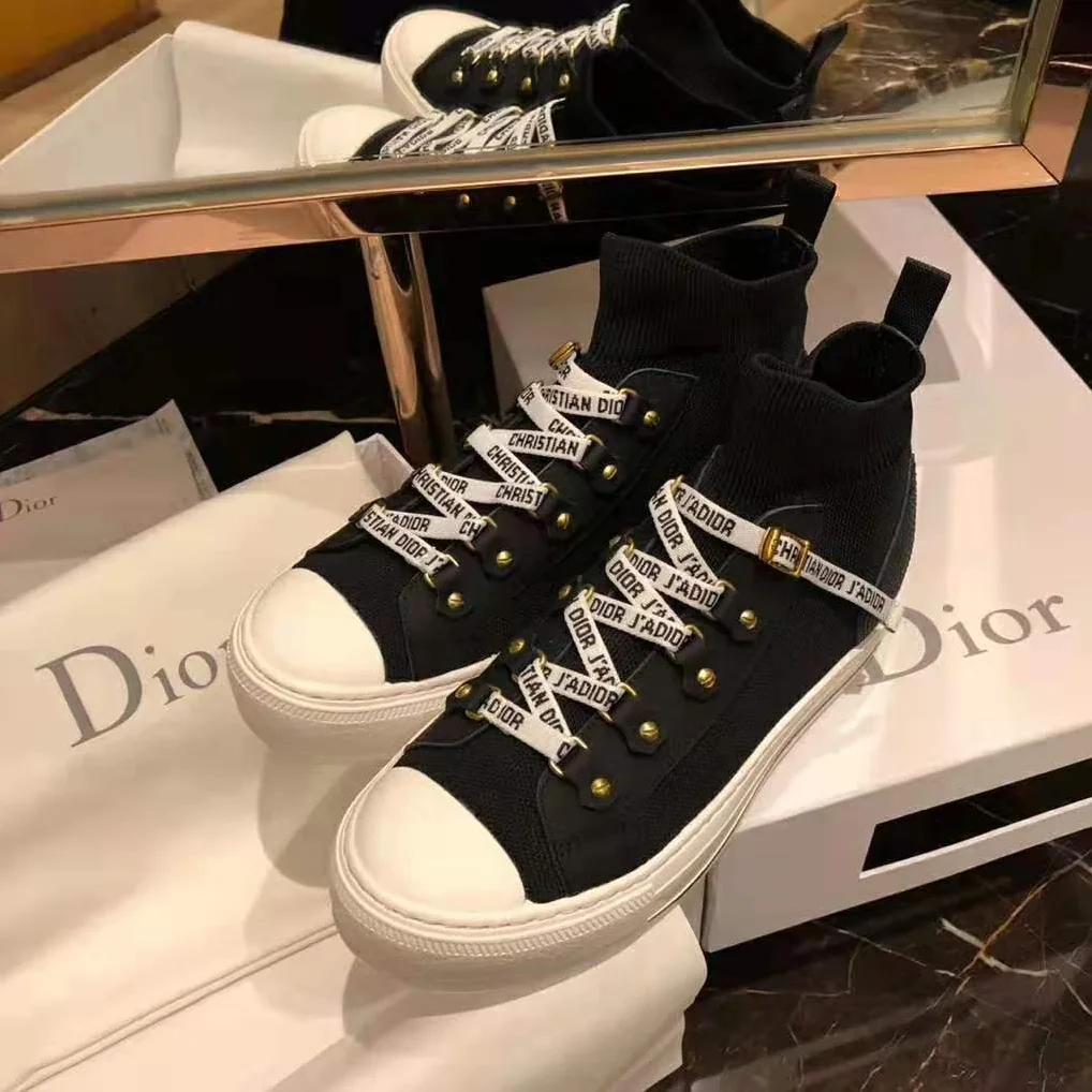 Dior Walk'N'Dior Techincal Knit Mid-Top Sneaker for Women in Black Dior Walk'N'Dior Techincal Knit Mid-Top Sneaker for Women in Black