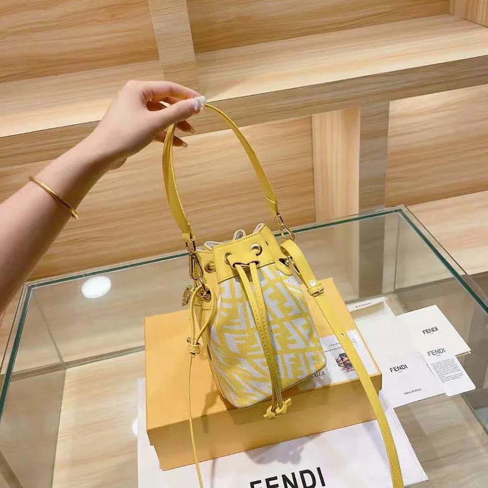 Fendi Mon Tresor Glazed Canvas Mini-Bag for Women in Yellow Fendi Mon Tresor Glazed Canvas Mini-Bag for Women in Yellow
