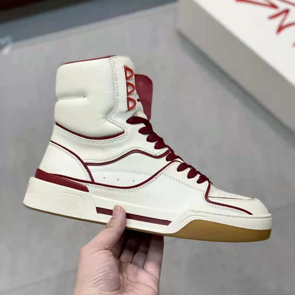 Dolce Gabbana D&G Calfskin Nappa New Roma Mid-Top Sneakers for Unisex in Beige