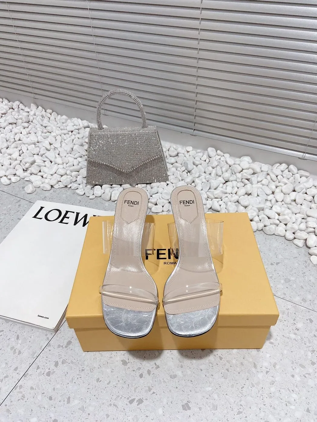 Fendi First Silver Transparent Medium in Heeled Sandals Fendi First Silver Transparent Medium in Heeled Sandals