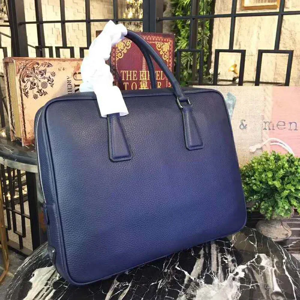 Prada Saffiano Leather Briefcase Bag for Men in Navy