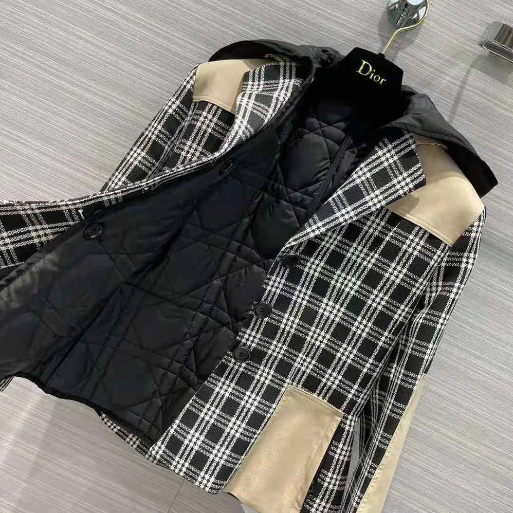 Dior 2-in-1 Jacket Black and White Check'n'Dior Wool for Women Dior 2-in-1 Jacket Black and White Check'n'Dior Wool for Women