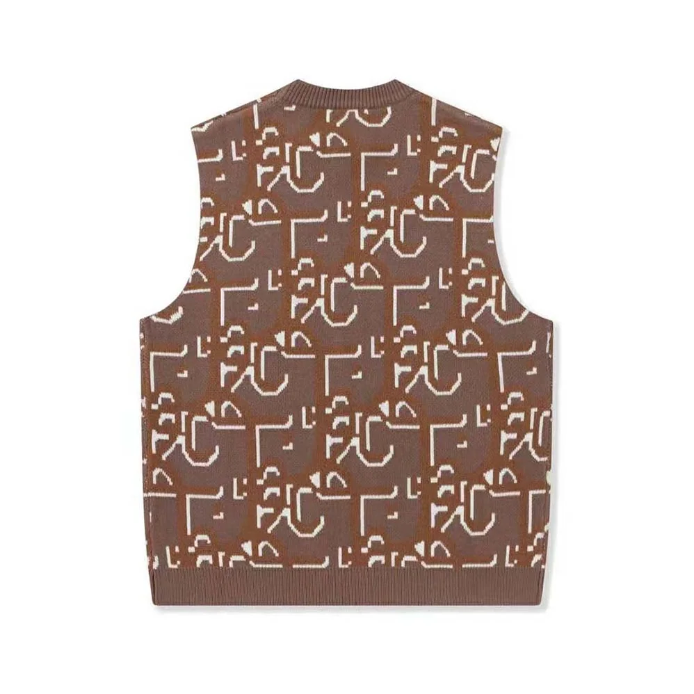 Dior Oversized Cactus Jack Dior Sleeveless Sweater Beige and Brown Cashmere Jacquard for Men