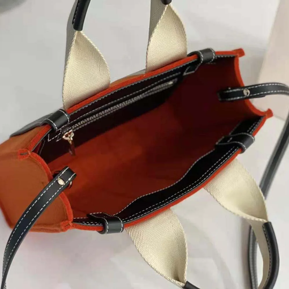Chloe Small Woody Tote Bag with Strap in Recycled Felt and Shiny Calfskin for Women