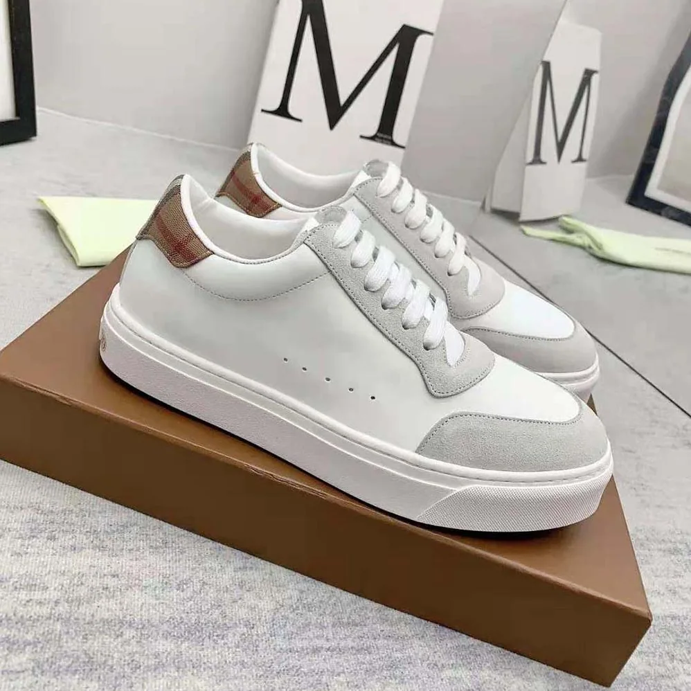 Burberry Leather Suede and Check Cotton Sneakers for Men Burberry Leather Suede and Check Cotton Sneakers for Men