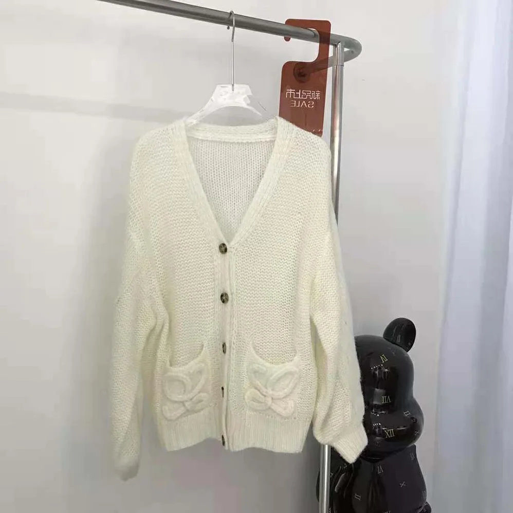 Loewe Anagram Knitted Cardigan in Mohair for Women Loewe Anagram Knitted Cardigan in Mohair for Women