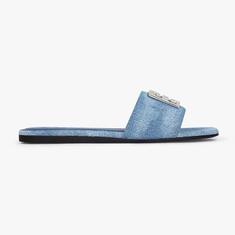 Givenchy 4G Mules in Washed Denim for Women in Blue Givenchy 4G Mules in Washed Denim for Women in Blue