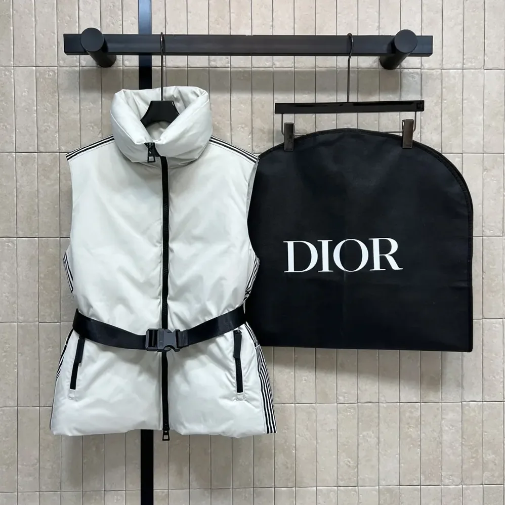 Dior DiorAlps Belted Puffer Vest White Padded Technical Taffeta for Women Dior DiorAlps Belted Puffer Vest White Padded Technical Taffeta for Women