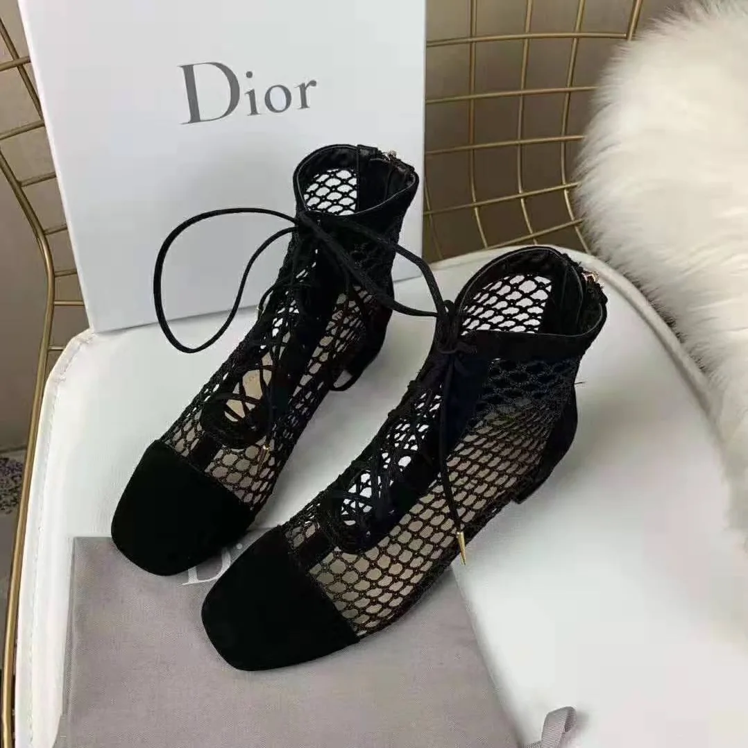 Dior Naughtily-D Mesh Ankle Boot in Suede Calfskin 3cm Heel for Women in Black Dior Naughtily-D Mesh Ankle Boot in Suede Calfskin 3cm Heel for Women in Black