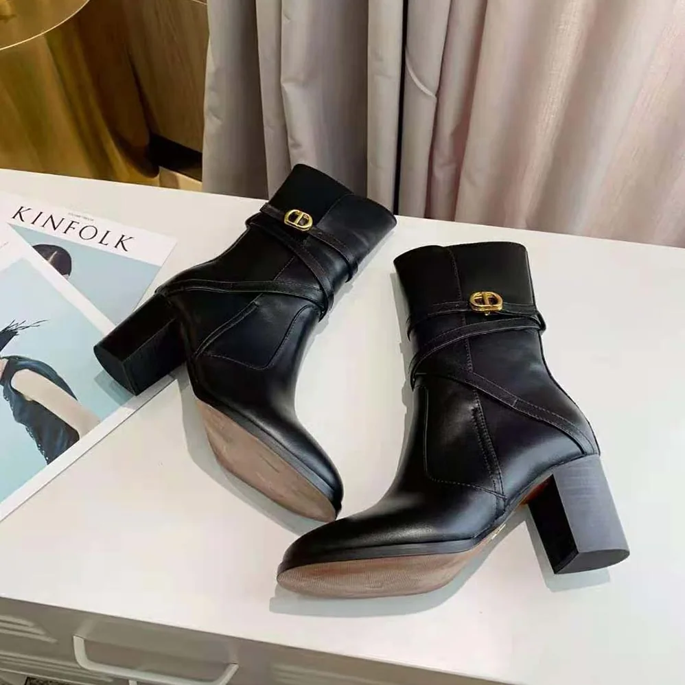 Dior Dior Empreinte Heeled Ankle Boot Black Soft Calfskin in 7cm Heel for Women