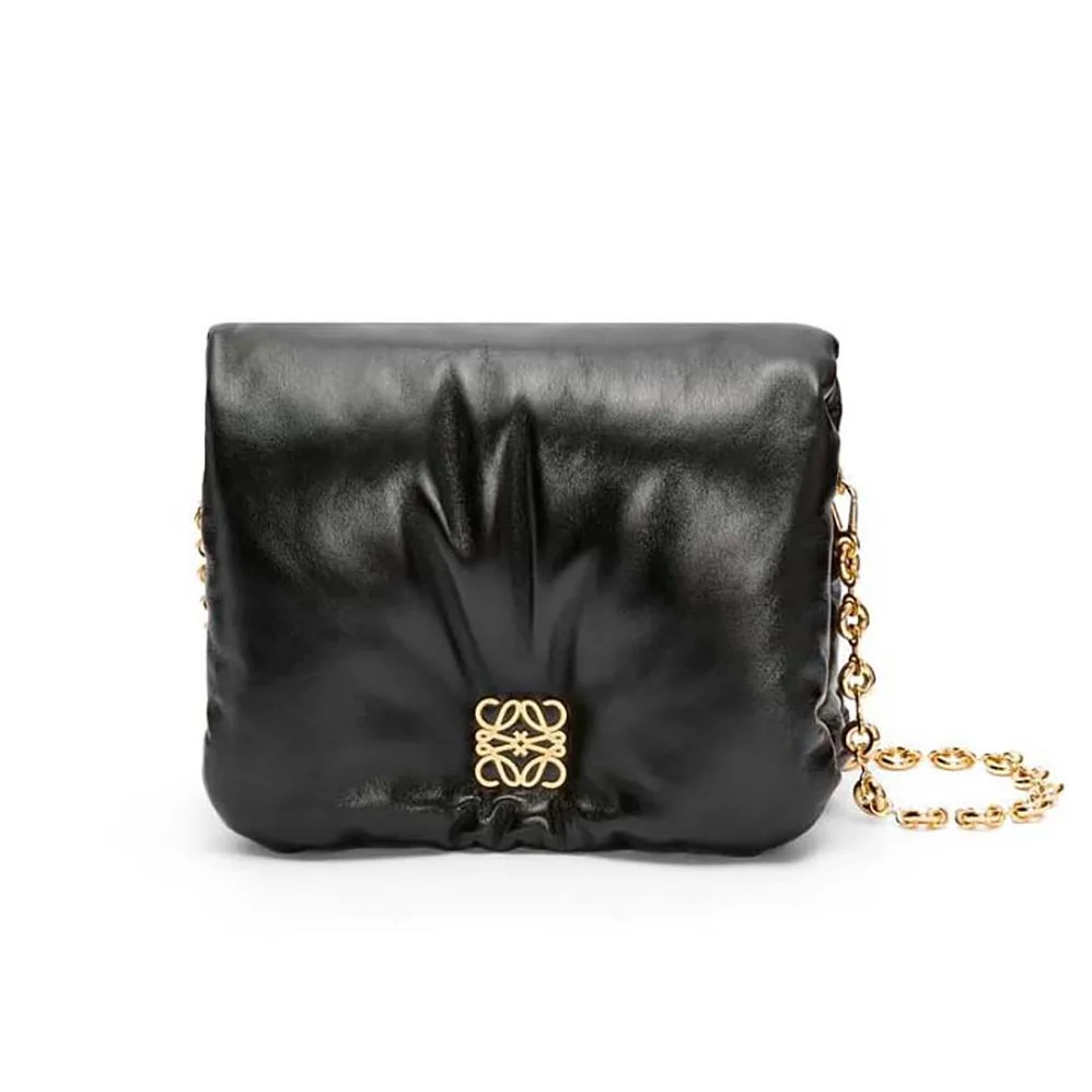 Loewe Puffer Goya Bag in Shiny Nappa Lambskin for Women in Black