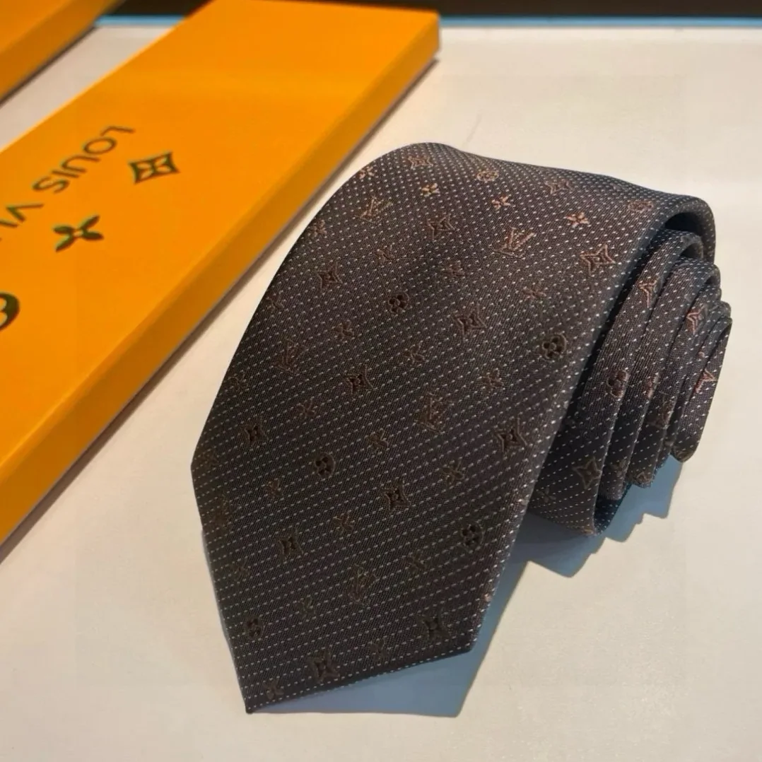 Louis Vuitton Monogram Silk Tie Deep Brown Louis Vuitton Monogram Silk Tie Deep Brown