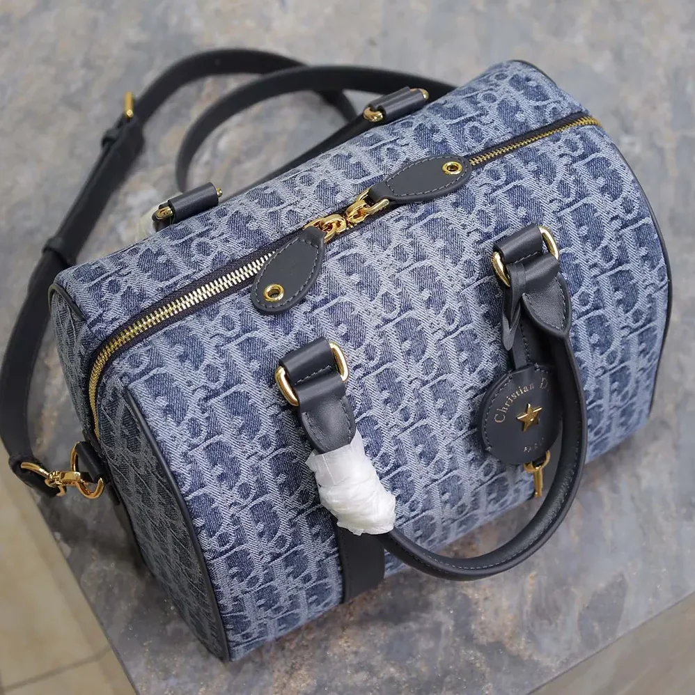 Dior Groove 25 Bag Blue Denim Dior Oblique Jacquard for Women