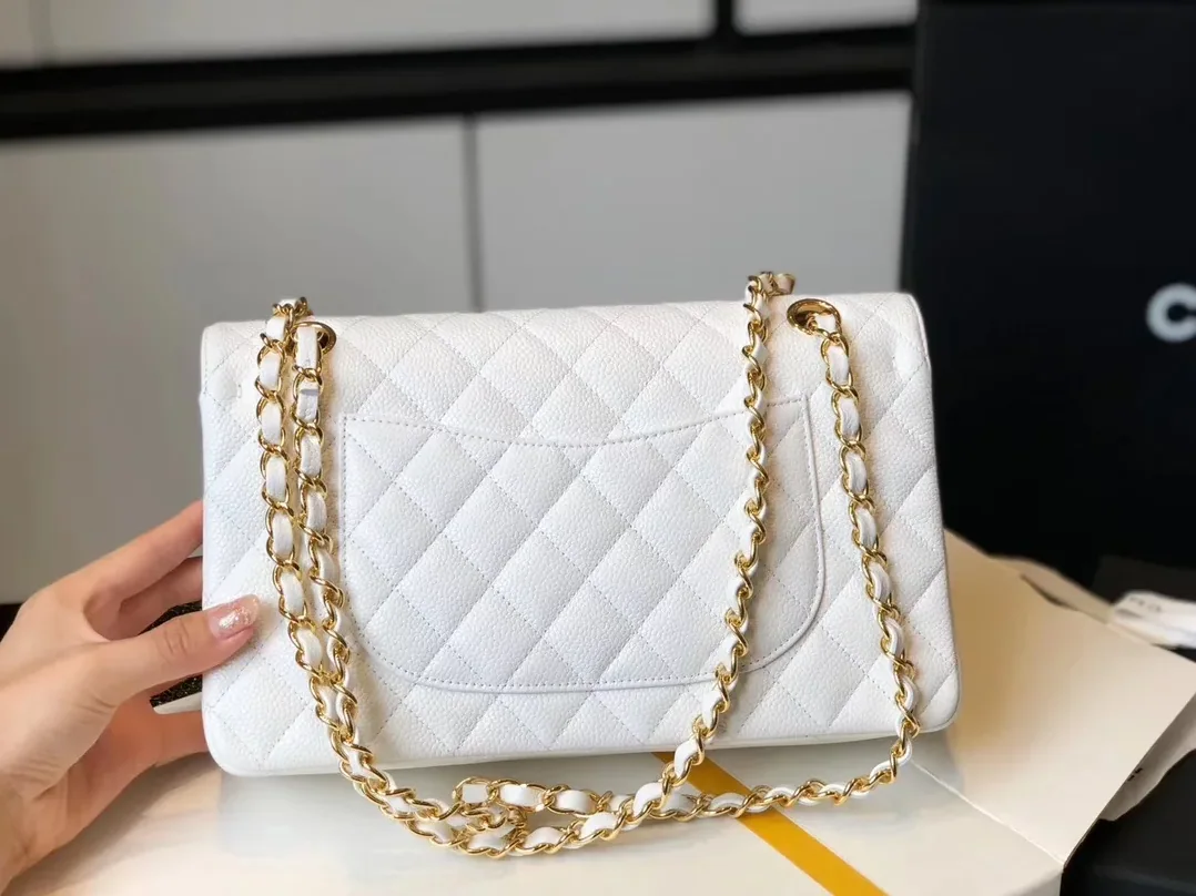 Chanel Classic Double Flap Bag Medium Crossbody in White Golden Hardware Chanel Classic Double Flap Bag Medium Crossbody in White Golden Hardware