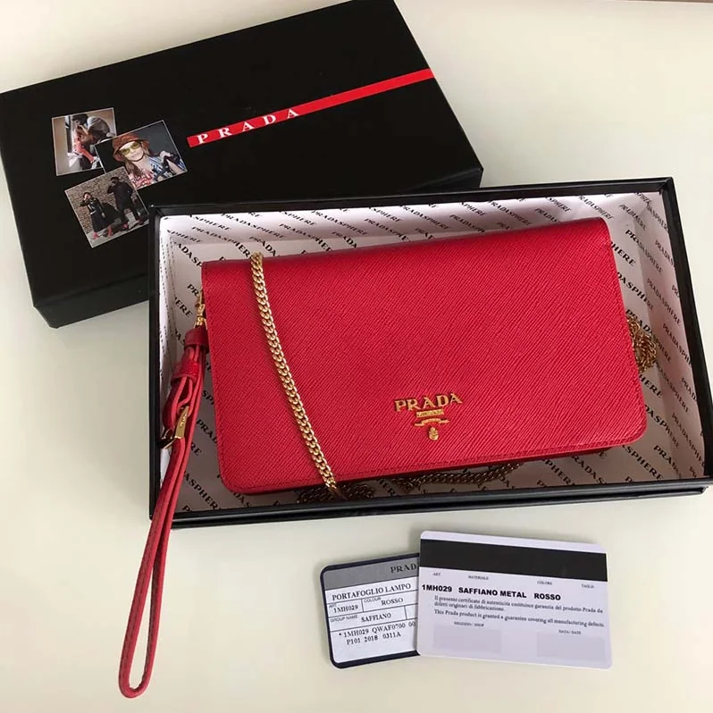 Prada Saffiano Leather Mini Bag for Women in Red Prada Saffiano Leather Mini Bag for Women in Red