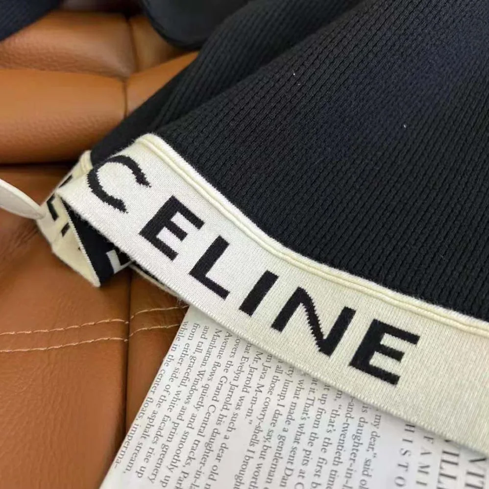 Celine Athletic Knit Crop Top for Women in Black