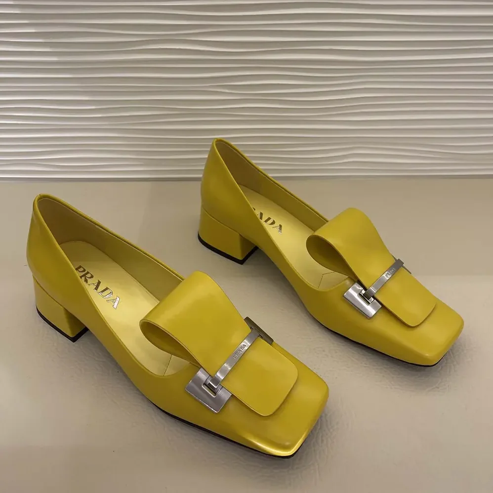 Prada Brushed Leather Pumps for Women in Yellow