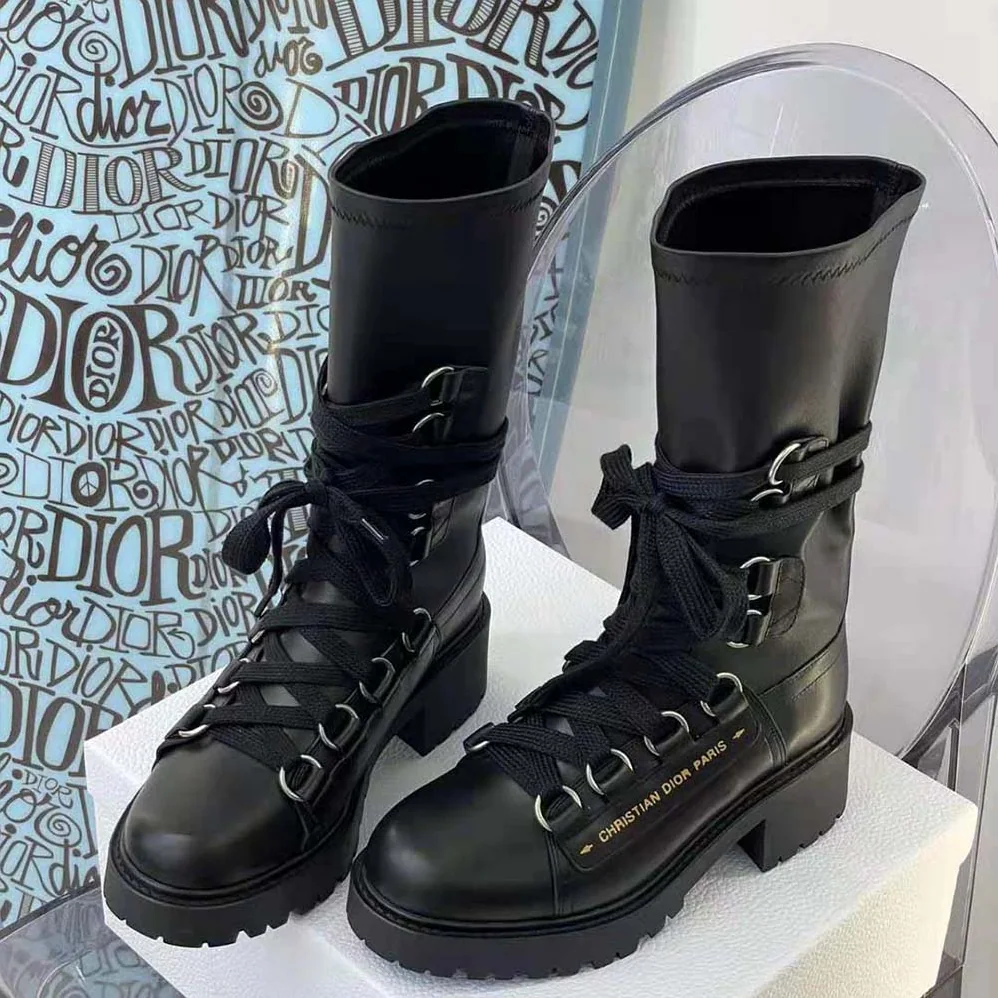 Dior D-Fight Ankle Boot Black Lambskin for Women