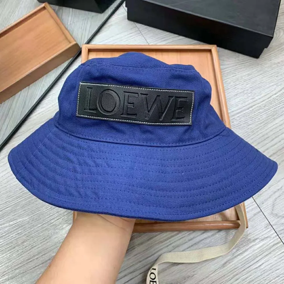 Loewe Fisherman Hat in Canvas and Calfskin for Women in Navy Loewe Fisherman Hat in Canvas and Calfskin for Women in Navy