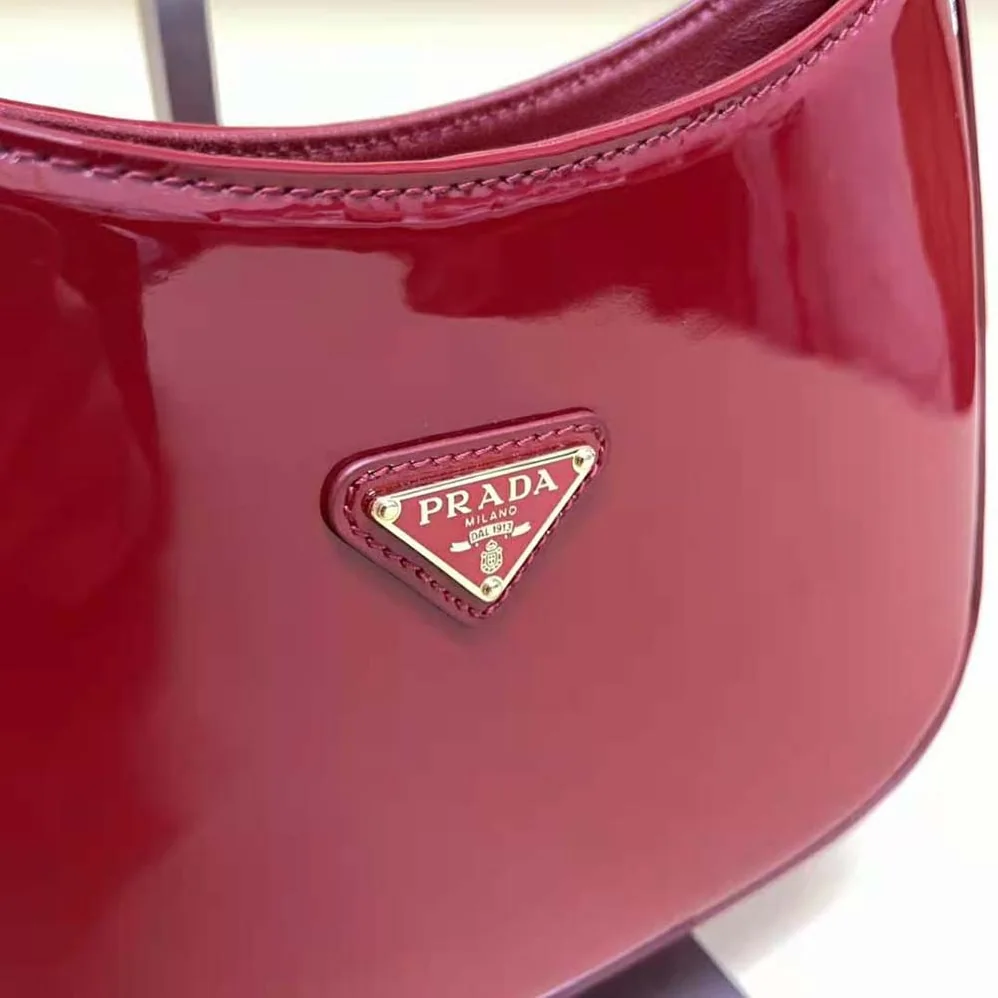 Prada Cleo Patent Leather Bag for Women in Red