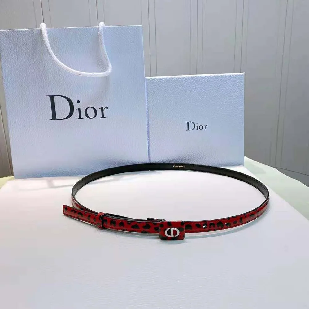 Dior Bobby Belt Fuchsia and Black D-Leopard Print Smooth Calfskin-12 MM for Women