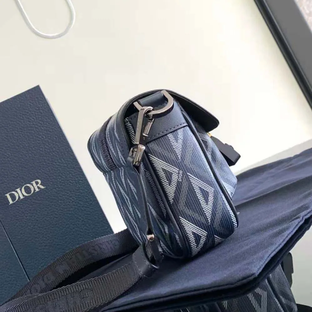 Dior Mini Dior Hit the Road Bag Navy Blue CD Diamond Canvas for Men Dior Mini Dior Hit the Road Bag Navy Blue CD Diamond Canvas for Men