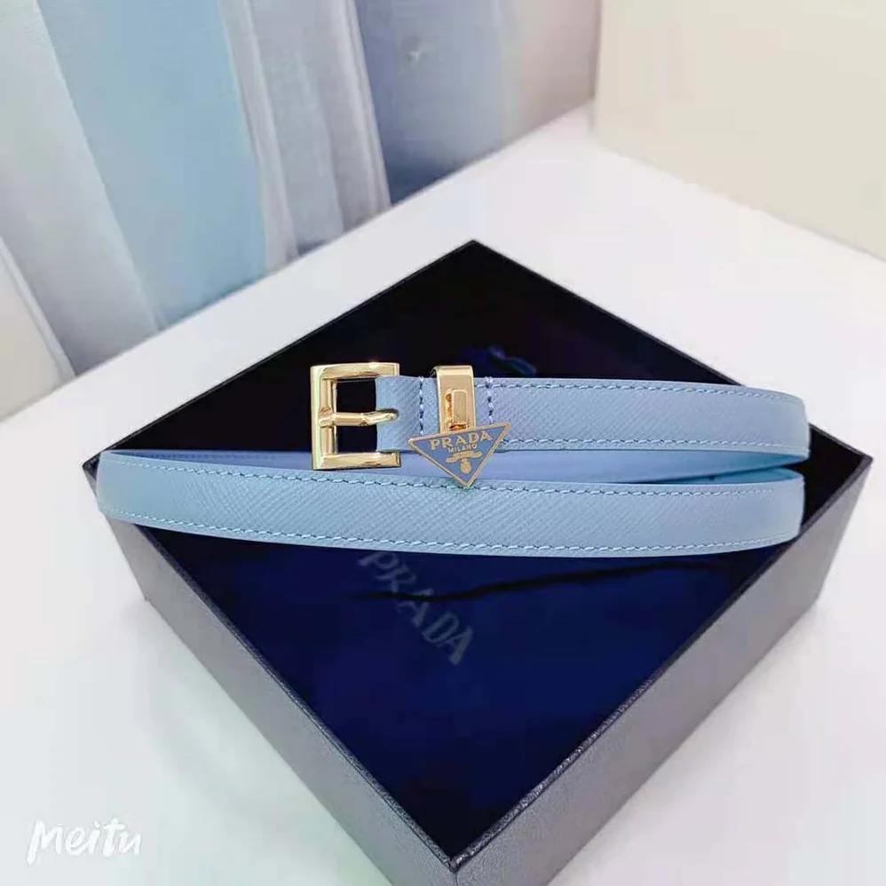Prada Saffiano Leather Belt for Women in Blue