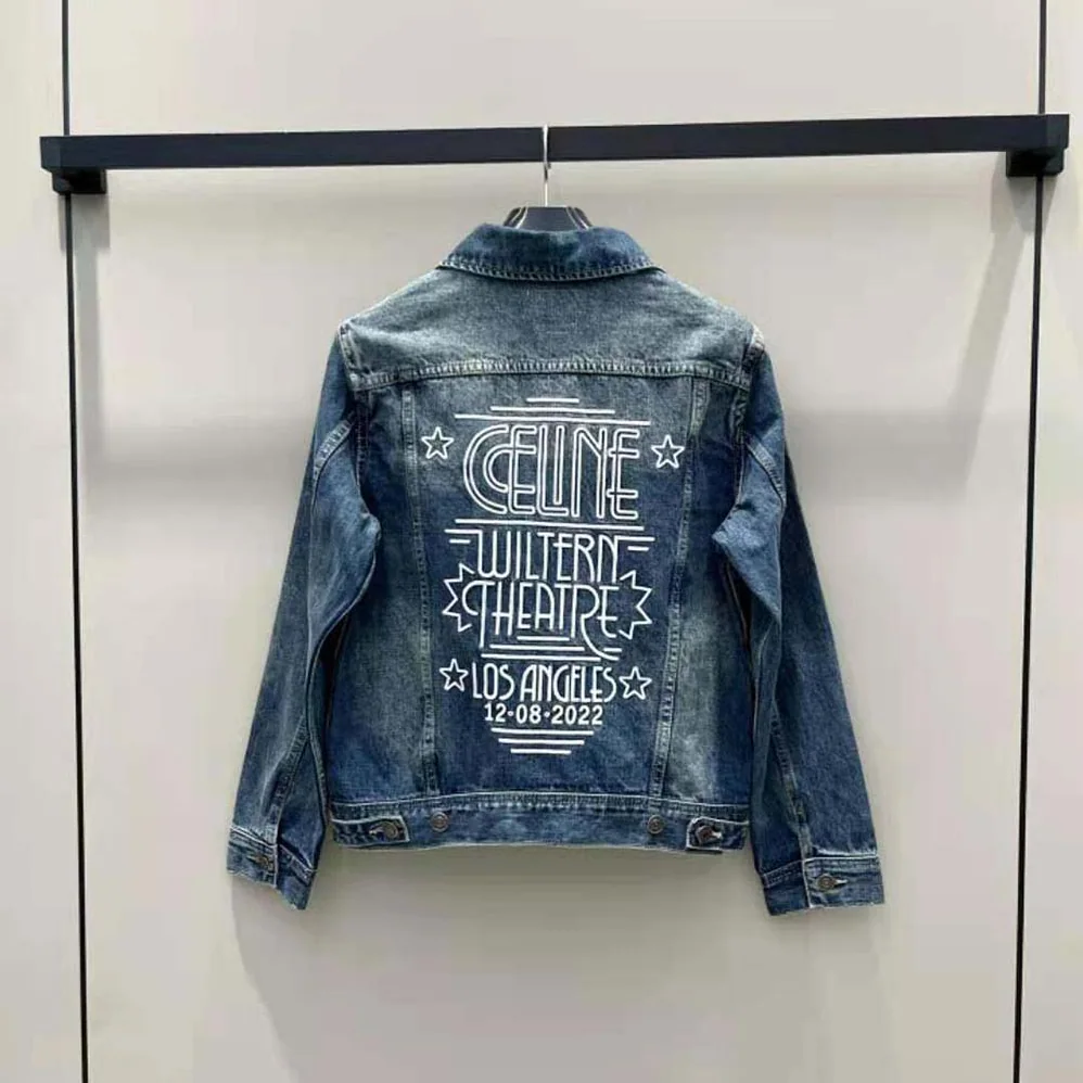 Celine Trucker Jacket in Dark Union Wash Denim for Women