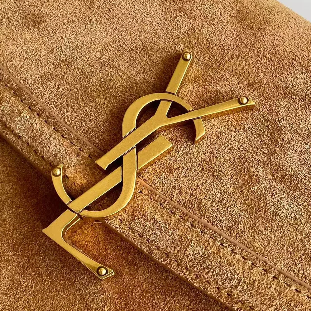 Saint Laurent YSL Solferino Small In Suede for Women in Brown Saint Laurent YSL Solferino Small In Suede for Women in Brown