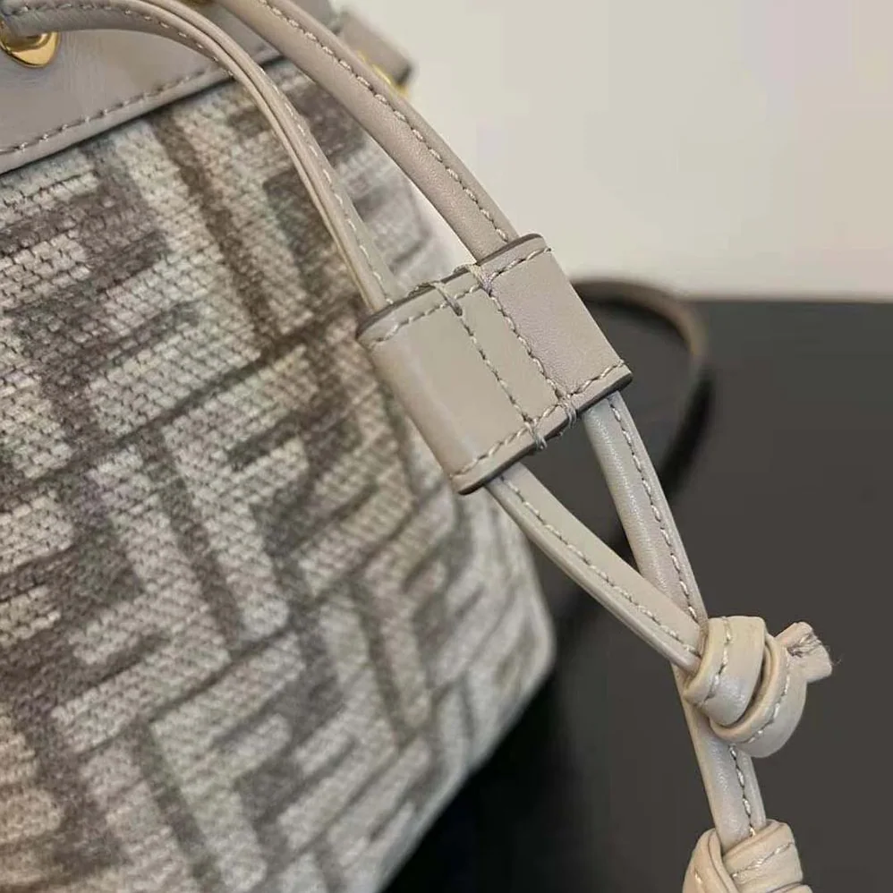 Fendi Mon Tresor Dove Gray Tapestry Fabric Mini for Women in Bag