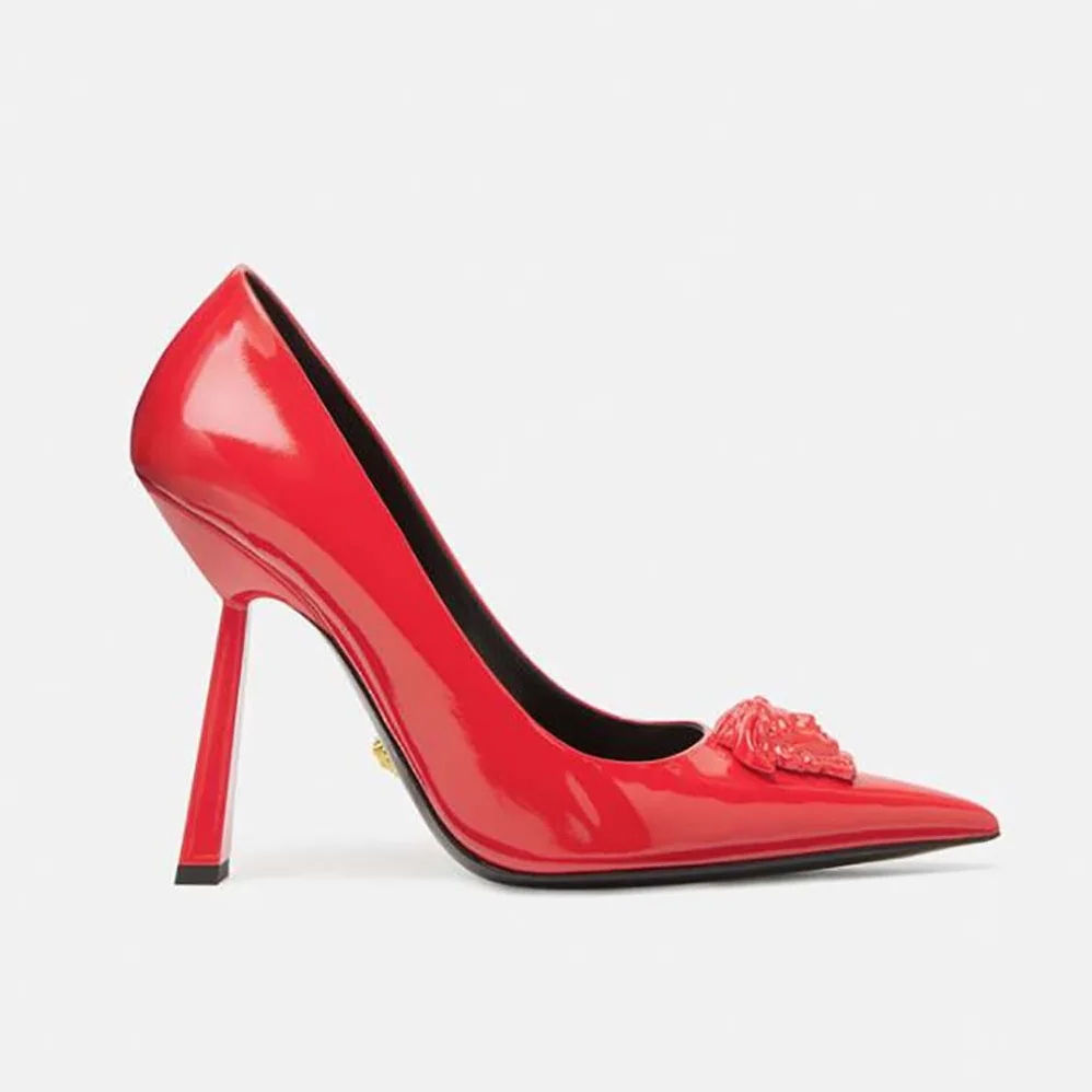 Versace La Medusa Naplak Pumps in 105mm Heel Height for Women in Red