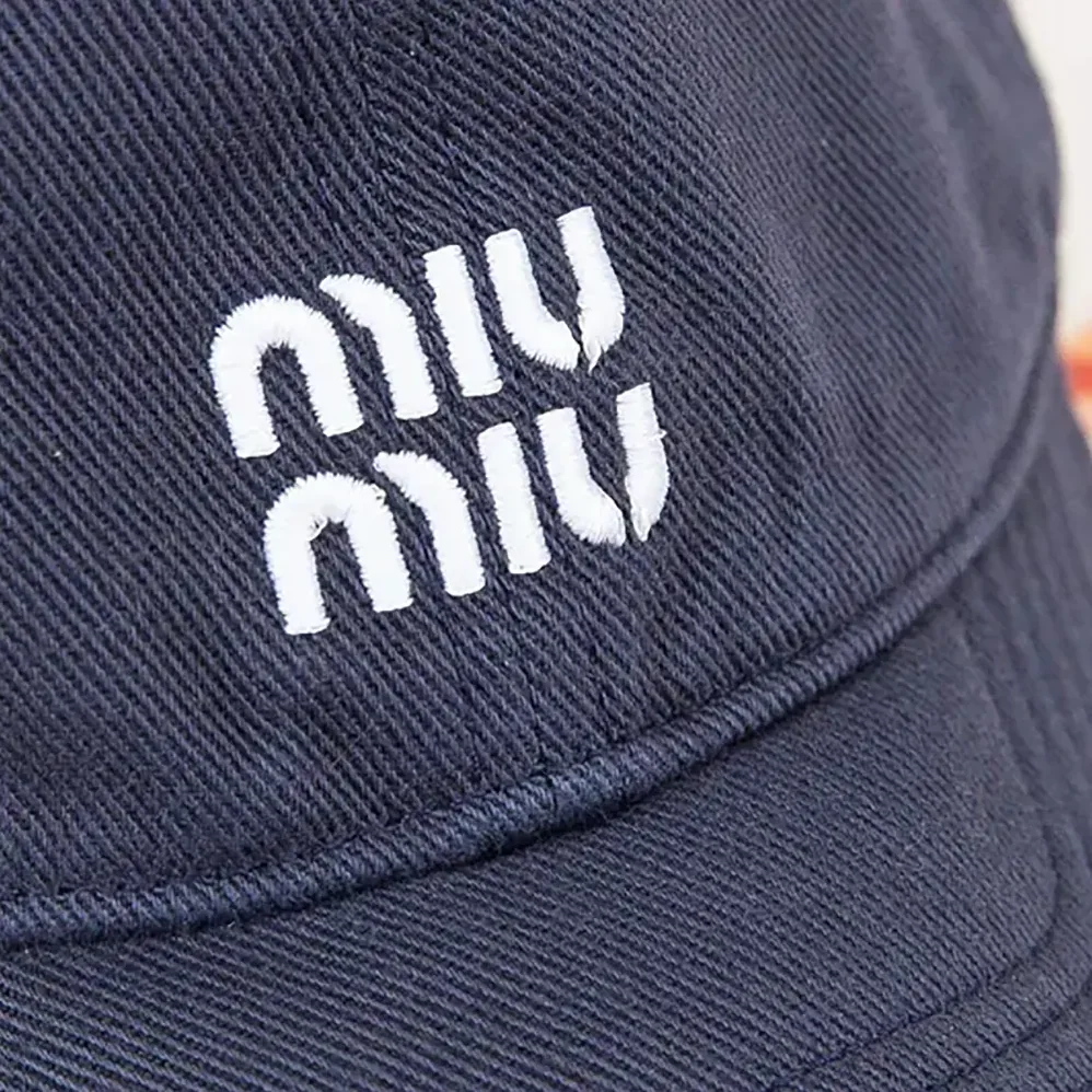 Miu Miu Denim Baseball Cap for Women in Blue/Red