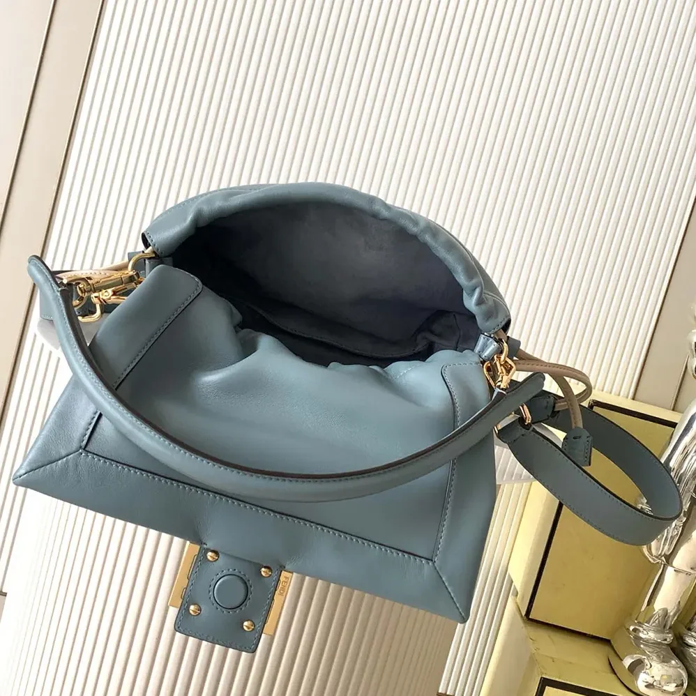 Fendi Mamma Baguette Medium Mercury Blue Nappa Leather Bag for Women Fendi Mamma Baguette Medium Mercury Blue Nappa Leather Bag for Women