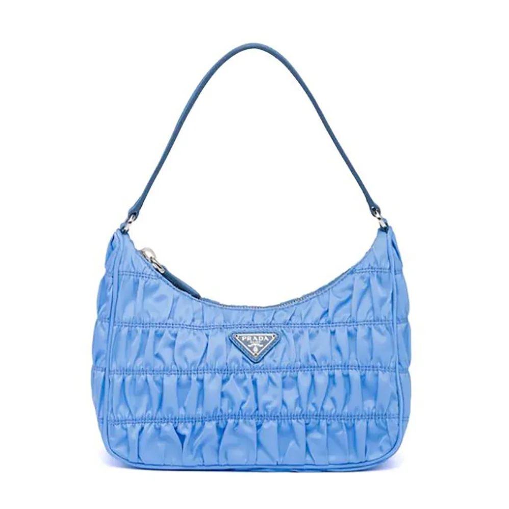 Prada Nylon and Saffiano Leather Mmini Bag for Women in Blue Prada Nylon and Saffiano Leather Mmini Bag for Women in Blue