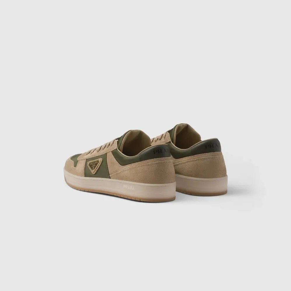 Prada Downtown Delavé Suede And Re-Nylon Sneakers Ecru/Military 2EE364_3KUY_F03TK_F_D002 Prada Downtown Delavé Suede And Re-Nylon Sneakers Ecru/Military 2EE364_3KUY_F03TK_F_D002